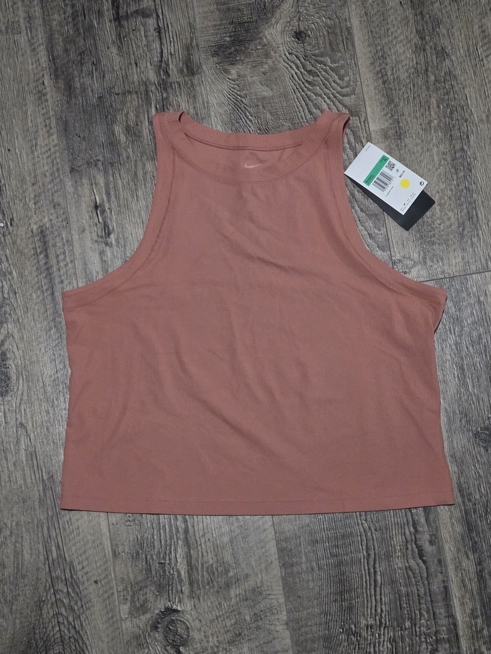 Nike Women's Ribbed High-Neck Crop Tank - Dusty Rose Pink
